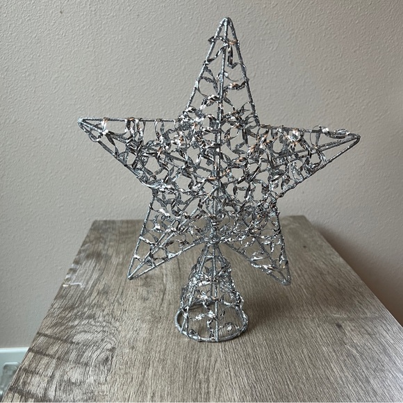 Vintage 9” Silver Shimmer Star Tree Topper Wire Wrapped Estate EUC - Picture 2 of 7
